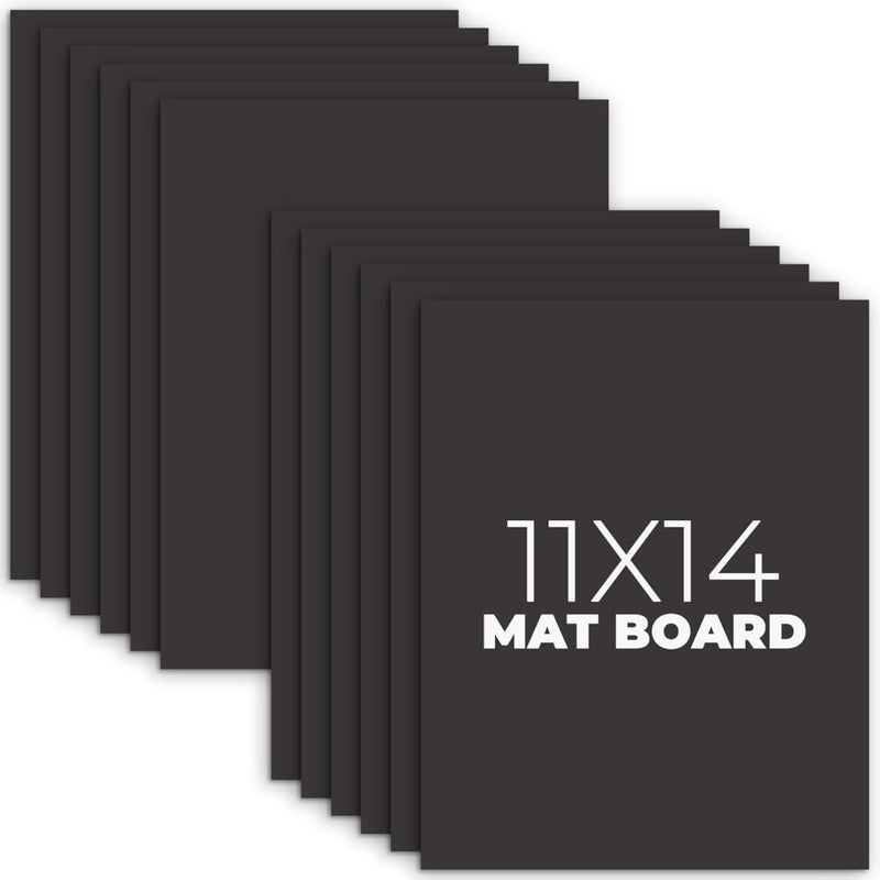 Frametory , Pack of 12 11x14 Uncut Mat Boards, Acid-Free Picture Backing Boards for Frames, Photos, Crafts (Black) - Image 1